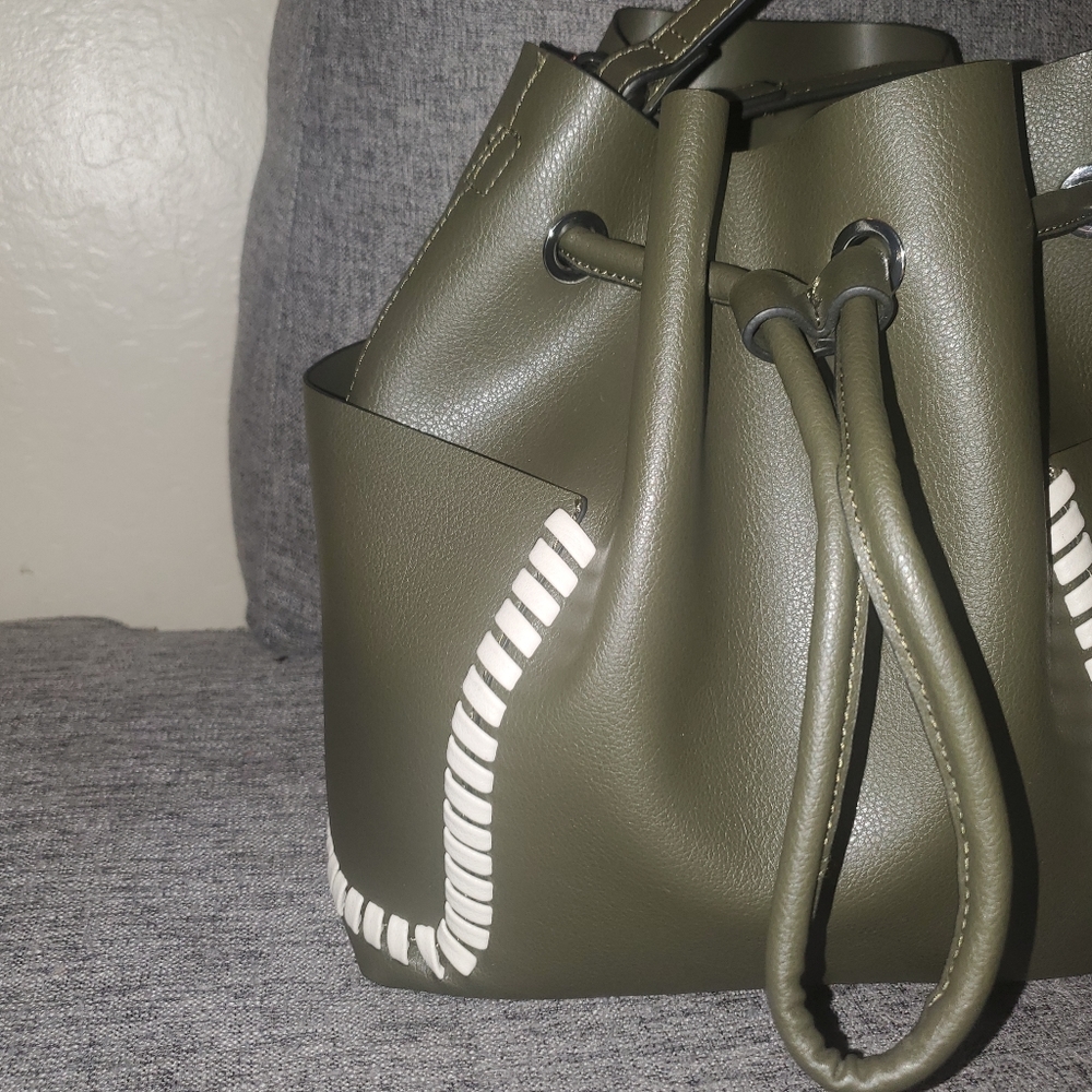 Zara Basic Collection Drawstring Hobo Purse Cross… - image 4